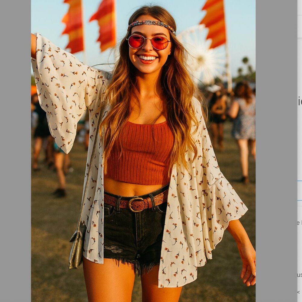 Boho Festival Kimono Duster Open Front Hippie Bohemian Bell Sleeve Tunic Top